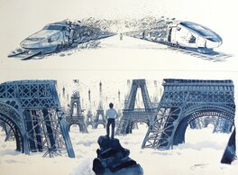 Dominique Bertail - Llustration Originale – Festival Angoulême (2022) – Exposition Pavillon SNCF / Dominique BERTAIL - Illustration originale