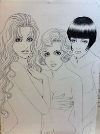 森園みるく直筆原画　これがこう！「アヴァロンベイビーズ」花に囲まれた美女 , ART BY Morizono Milk :  "Avalon Babies"