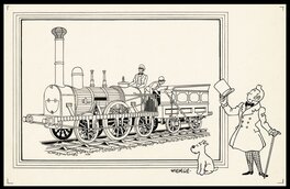 Hergé - La Locomotive 'Le Belge' 1835 - Illustration originale
