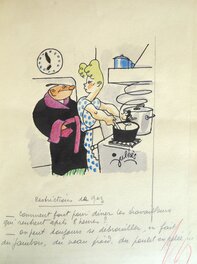 Maurice Julhès - Le Diner - Illustration originale