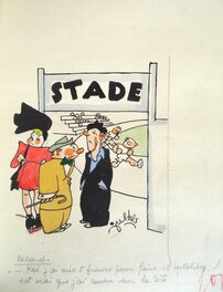 Maurice Julhès - Stade - Illustration originale