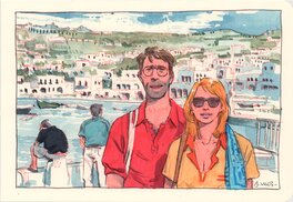 Bastien Vivès - Lune de Miel - Le Baiser du Sphynx, illustration "Photo de vacances en Grèce" - Original Illustration