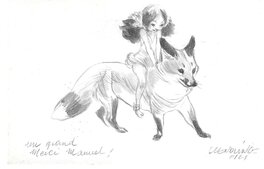 Claire Wendling - Sketch fox and an elf - Original Illustration