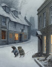 Christopher Dunn - Walking through the village by Chris Dunn Wind in the willows - Original Illustration