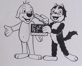 José Cabrero Arnal - Pif et Hercule, illustration cinéma, 1980. - Illustration originale