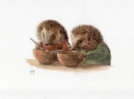Christopher Dunn - Chris Dunn original illustration of 2 hedgehogs - Original Illustration