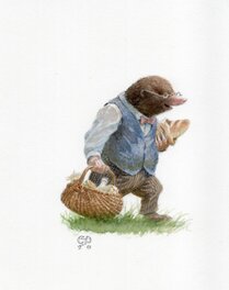 Christopher Dunn - Chris Dunn original illustration of mole getting groceries - Original Illustration