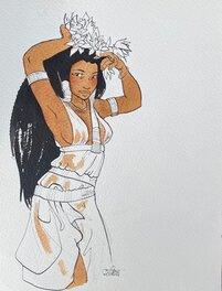 Isabelle Dethan - Isabelle Dethan, illustration originale, Égyptienne se coiffant. - Original Illustration