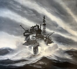 Chris Foss - Oil Rig - Original Illustration