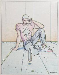 Moebius - Jeune homme au prisme de cristal (Le désert est plus beau que tout…, 1987) - Original Illustration