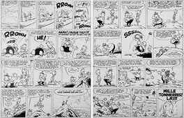 Greg - 1964 - Achille Talon : double planche avec Morris - Planche originale