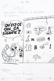 Michel Motti - 1980'S - Pif et Hercule : Aide donc Farfouille à décrypter ces graffittis - Illustration originale