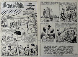 Enzo Chiomenti - Chiomenti, Marco Polo, les dragons de Komodo, page de titre et fin, Dorian#21, 1961. - Comic Strip