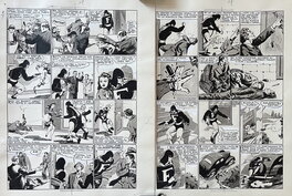 Chott - FANTAX CONTRE L’HOMME QUI TERRORISAIT NEW-YORK : DIPTYQUE PLANCHES ORIGINALES 7&8 (TOME 4) - Planche originale