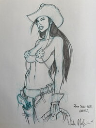Nicolas Malfin - Cow Girl - Illustration originale