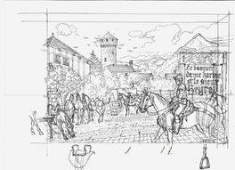 Croquis préparatoire "Le Banquet 2026" - Format 30 x 40 cm