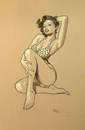 Patrick Hitte - La Pin-Up en Maillot Léopard - Illustration originale