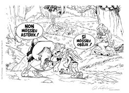Gil Formosa - Astérix & OBÉLIX fleurs bleus - Planche originale