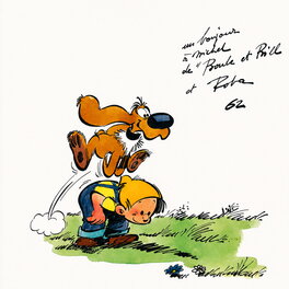 Jean Roba - 1962 - Boule et Bill joue à saute-mouton - Original Illustration