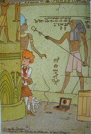 Marc Wasterlain - Parodie Hergéenne - Les cigares du Pharaon - Illustration originale