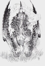 Philippe Bringel - Le dragon fumeur de pipe - Original Illustration