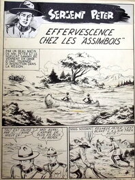 Lina Buffolente - Sergent Peter - Page titre d'Effervescence chez les Assimbois paru dans le n°17 de Biribu (Mon journal) - Planche originale