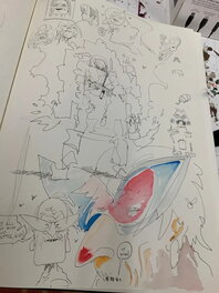 Stewart Kenneth Moore - ‘Up yours!’ Study for ELDER SARAH and her MECH SUIT - JUDGE DREDD SKETCHBOOK - Original art