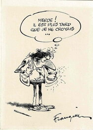 André Franquin - Autoportrait au cœur-gousset - Planche originale