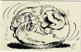 André Franquin - Monstre ("portrait de Tillieux") - Illustration originale