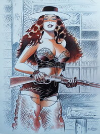 Thierry Girod - Cow girl - Illustration originale