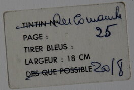 Indications de l'éditeur au dos de la planche