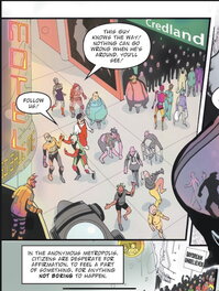 Crowds gather behind Spork. The Unrealists detail.