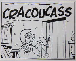Case extraite de la première version de la planche n° 8 de l'album Les Schtroumpfs et le Cracoucass