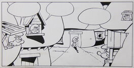 Case extraite de la première version de la planche n° 8 de l'album Les Schtroumpfs et le Cracoucass