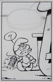 Case extraite de la première version de la planche n° 8 de l'album Les Schtroumpfs et le Cracoucass