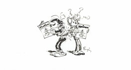 André Franquin - 1960's - Gaston et Spirou - Illustration originale