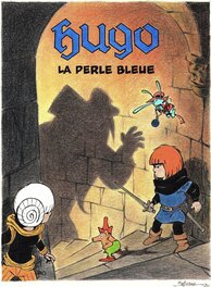Bédu - Bédu - Hugo - La Perle Bleue (5) - 1990 - Cover color preliminary - Œuvre originale