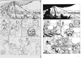 Hermann - Hermann : Les tours de Bois-Maury tome 8, crayonné + tirage hélio noir de la planche 13 - Œuvre originale