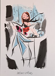 Antonio Lapone - Cafe' de la Mode - Illustration originale