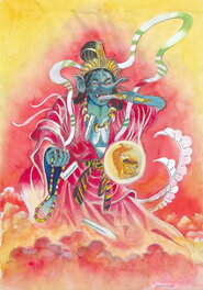 Marina Shirakawa - Baku 獏 | Onna Yokai | Mixed Media painting - Illustration originale