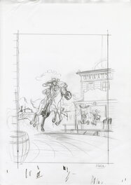 Blutch - Les Indomptés, Hommage à Lucky Luke – Crayonné original de la couverture des éditions Black & White - Original Illustration