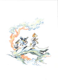 Cyrille Pomès - Cyrille Pomès - Illustration Les enfants de Chatom - Planche originale