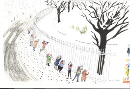 Lou Zago - Lou Zago - neige à Paris - Illustration originale