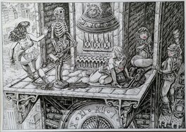 Raúlo Cáceres - Le clocher - Illustration originale