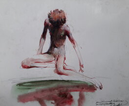 René Follet - Au bord d'une rivière - Illustration originale