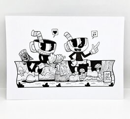 oTTami - Dessin original de l'Inktober 2025 Cuphead et Mugman de Cuphead par oTTami ! - Original Illustration