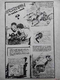 Dix - Dix Rubrique SPORTIFS Le Saviez-Vous ? Polo Boxe Plongée Rallye Monte Carlo ..Planche Atelier Chott parue dans RANCHO 23 en 1960 - Illustration originale