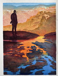 Luc Jacamon - Le tueur devant canyon - Original Illustration