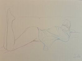 Leone Frollo - Ragazza sdraiata - Illustration originale