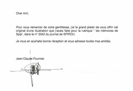 Courrier accompagnant le dessin reçu